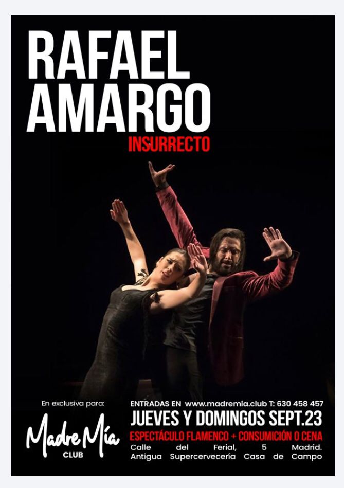 Promotional poster for the Rafael Amargo Insurrecto show.