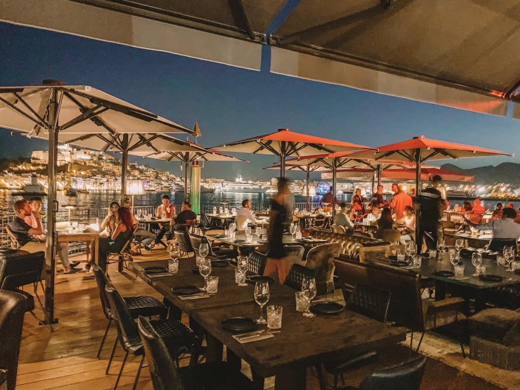 The terrace of the ROTO restaurant in Ibiza.