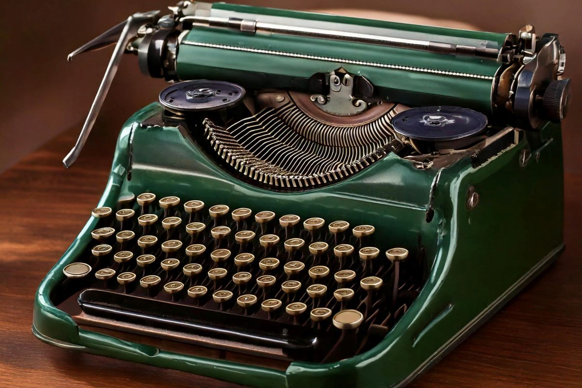 A typewriter similar to the mid 20th century models.