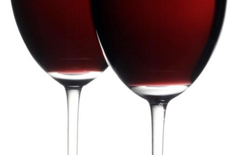 Two glasses of red wine.