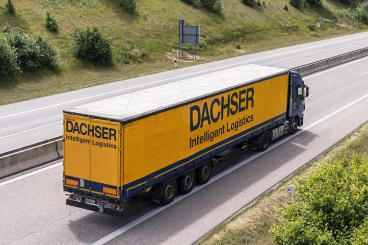 Dachser lorry on the road.