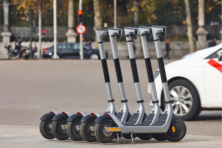 Scooters in a row.