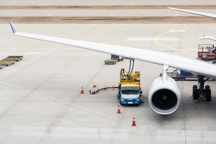 Cargo plane being refuelled.