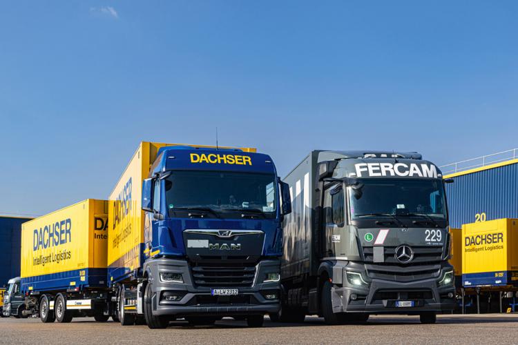 Dachser and FERCAM trucks.