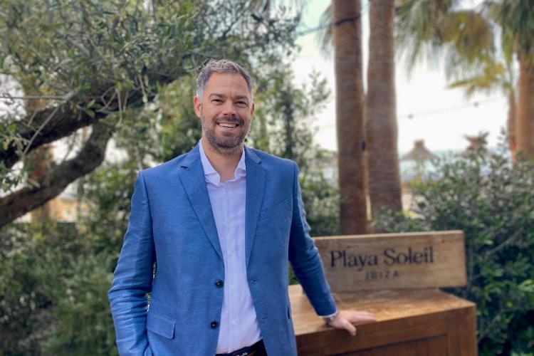 Enrique Riestra at the entrance of the Playa Soleil beach club.