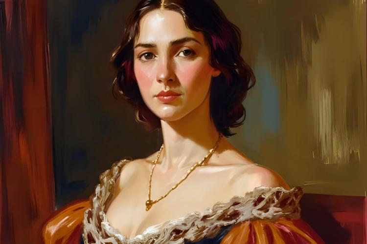 Portrait of an Unknown Lady in the Style of Velázquez. AI-generated image.