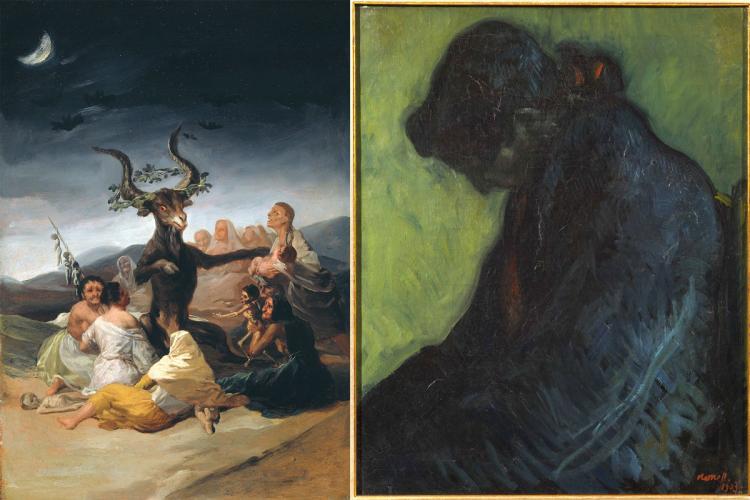 Witches' Sabbath, by Goya, on the left, and Gypsy, by Isidre Nonell, on the right.