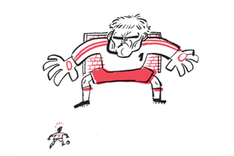 The goalkeeper, illustration by Del Hambre.
