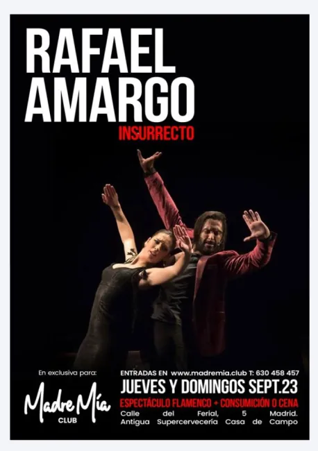 Promotional poster for the Rafael Amargo Insurrecto show.