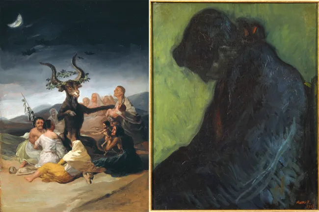 Aquelarre, de Goya, a la izquierda, y Gitana, de Isidre Nonell, a la derecha.