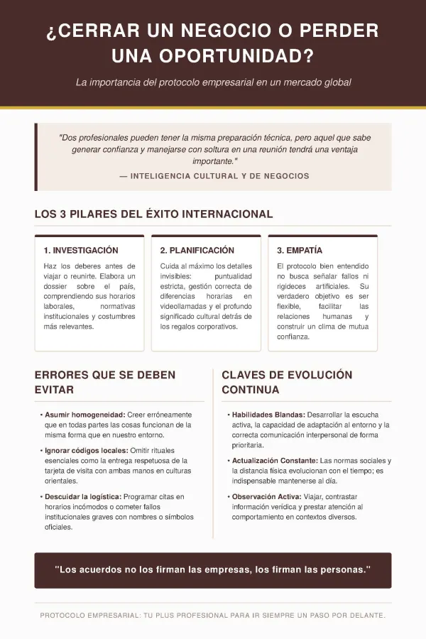 Postre sobre protocolo empresarial.