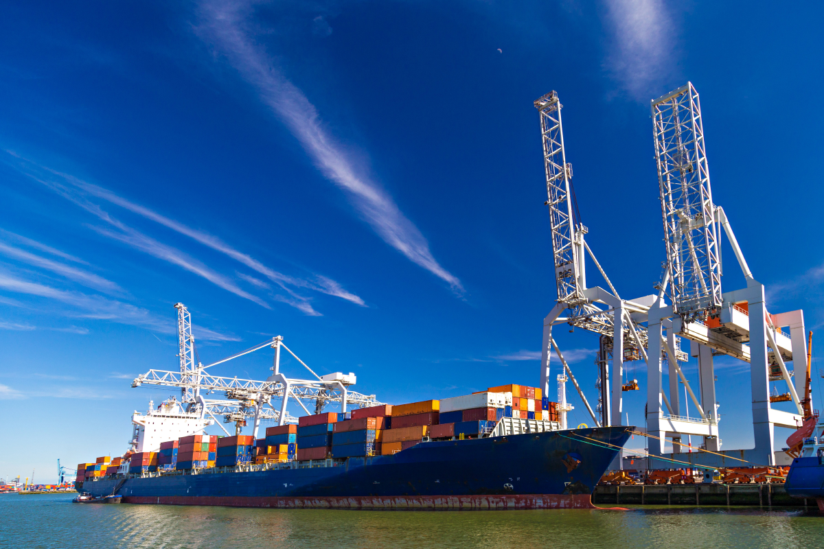 Container ship.